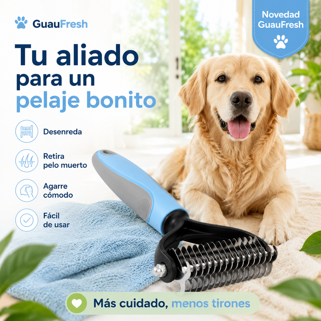 GuauFresh Cepillo Deslanador Profesional 🐾 — Rastrillo Doble Cara para Perros y Gatos